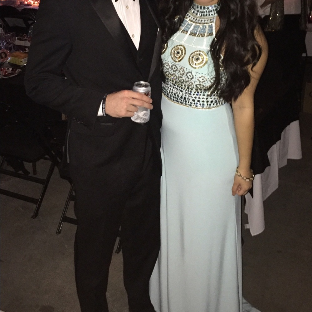 Blue Embroidered Ball Dress